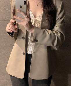 ノーカラーラインジャケット BEIGE