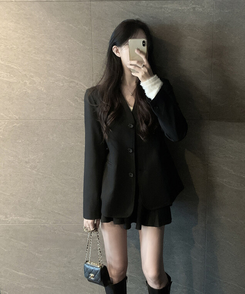 ノーカラーラインジャケット BLACK