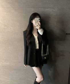 ノーカラーラインジャケット BLACK