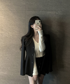 ノーカラーラインジャケット BLACK