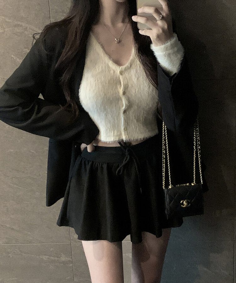 ノーカラーラインジャケット BLACK