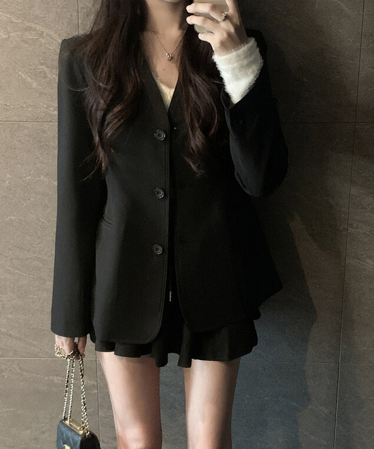 ノーカラーラインジャケット BLACK