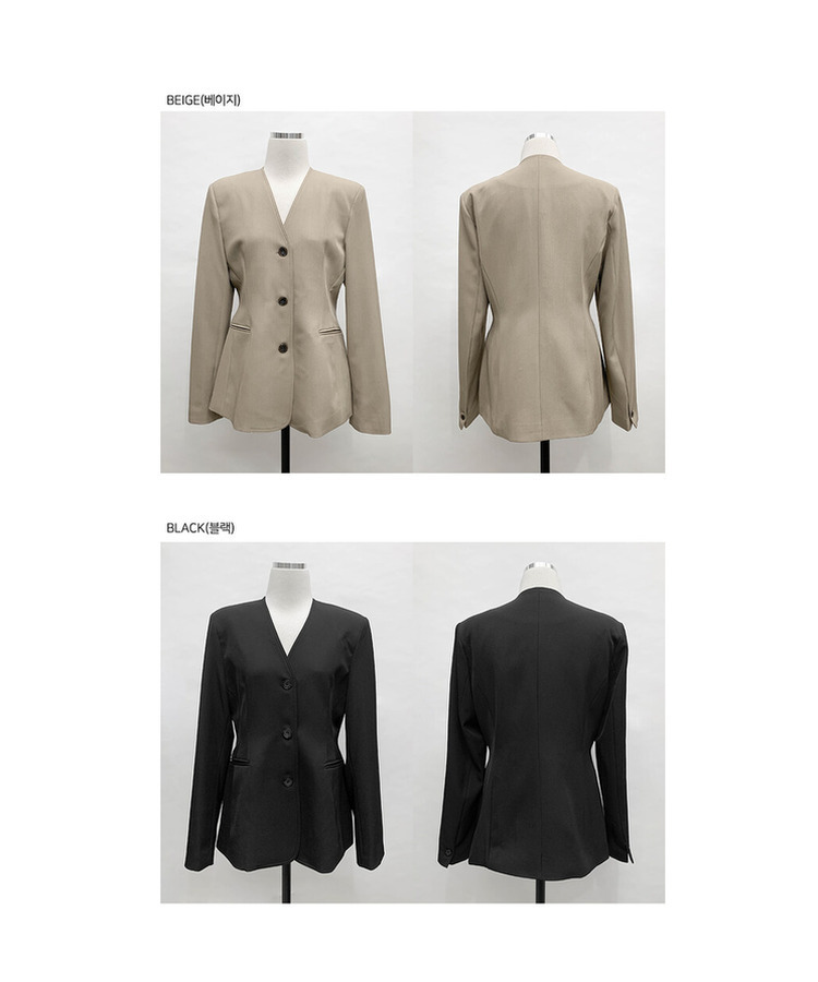 ノーカラーラインジャケット