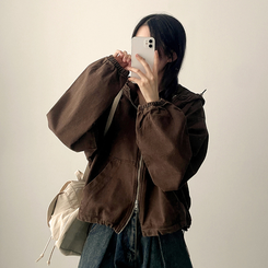 ピグメントウォッシングフードジップアップ(6color) BROWN