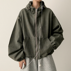 ピグメントウォッシングフードジップアップ(6color) KHAKI