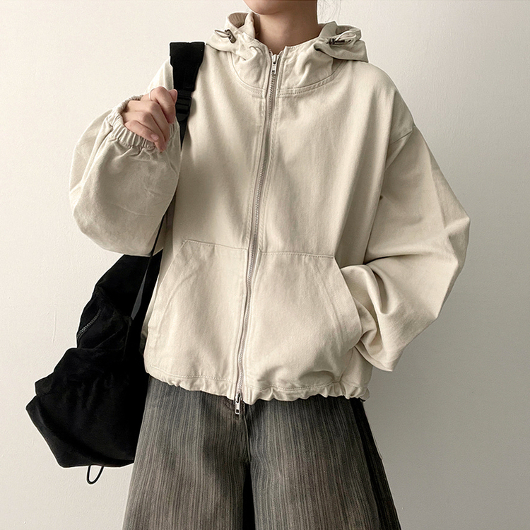 ピグメントウォッシングフードジップアップ(6color) IVORY