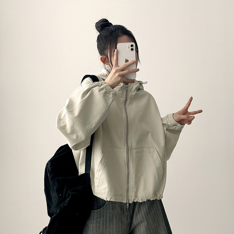 ピグメントウォッシングフードジップアップ(6color) IVORY