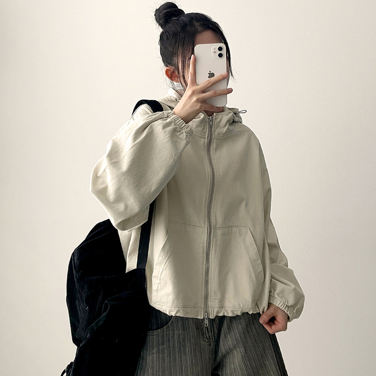 ピグメントウォッシングフードジップアップ(6color) IVORY