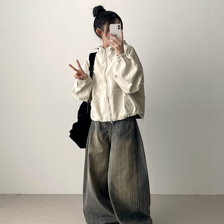 ピグメントウォッシングフードジップアップ(6color) IVORY