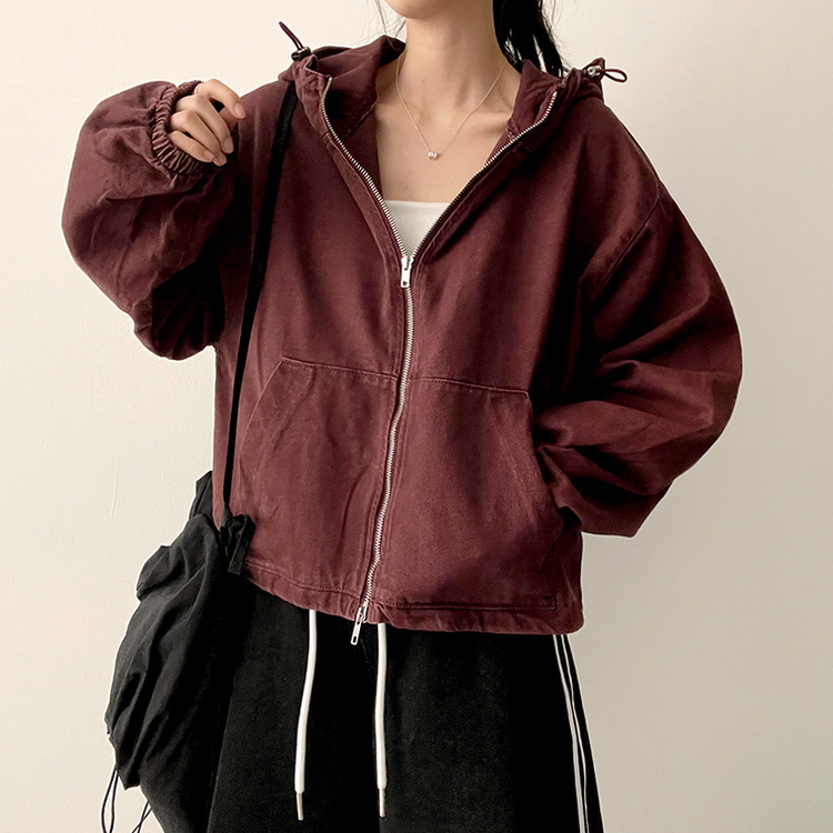 ピグメントウォッシングフードジップアップ(6color) WINE