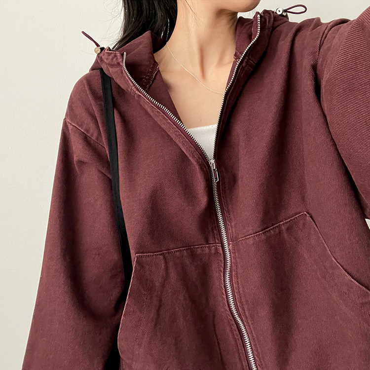 ピグメントウォッシングフードジップアップ(6color) WINE