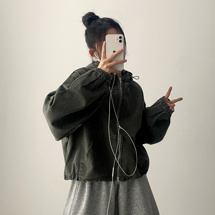 ピグメントウォッシングフードジップアップ(6color) KHAKI