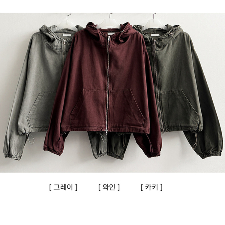 ピグメントウォッシングフードジップアップ(6color)