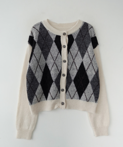 ウールアーガイルカーディガン