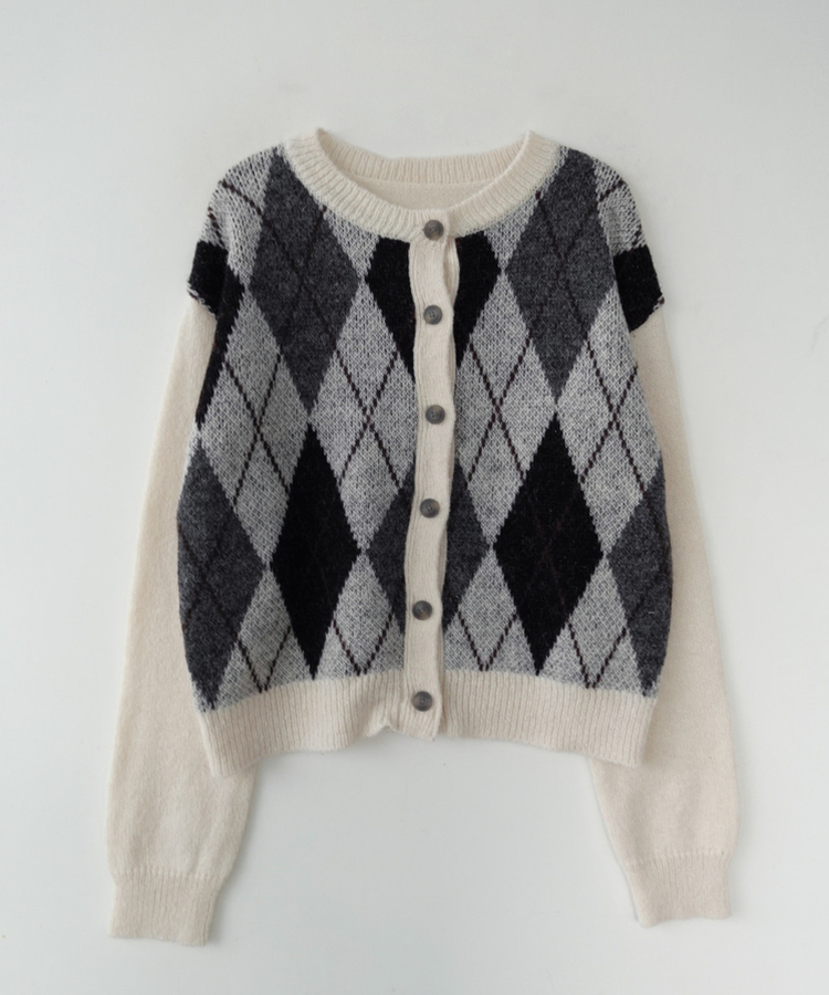 ウールアーガイルカーディガン