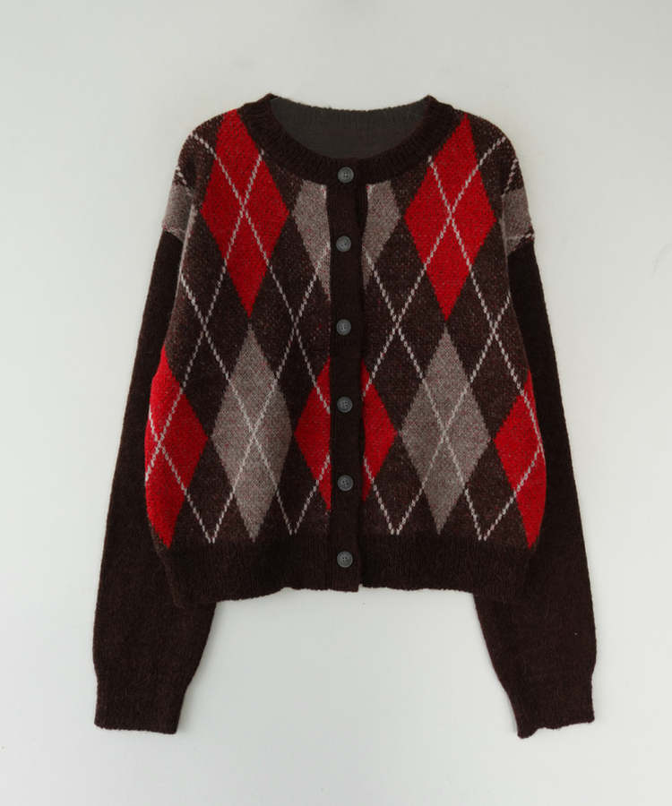 ウールアーガイルカーディガン