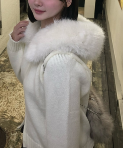 펄 니트 투웨이 집업 아이보리