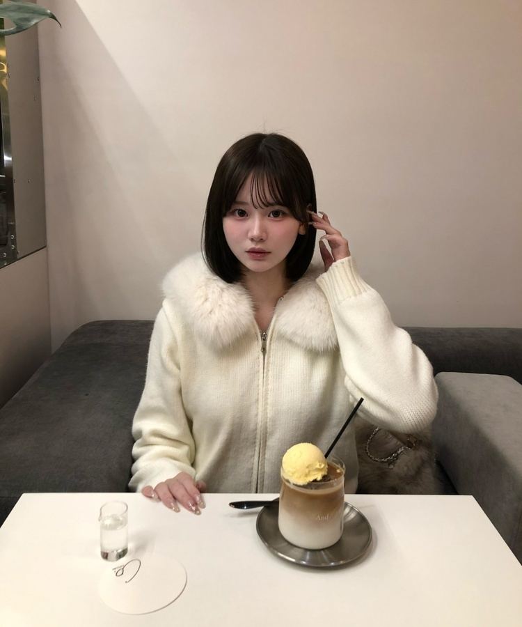 펄 니트 투웨이 집업 아이보리