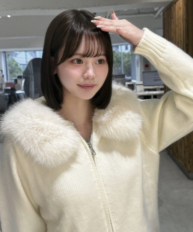 펄 니트 투웨이 집업 아이보리