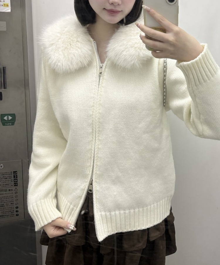 펄 니트 투웨이 집업 아이보리