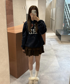 스웨이드 캉캉 프릴 미니 스커트 브라운