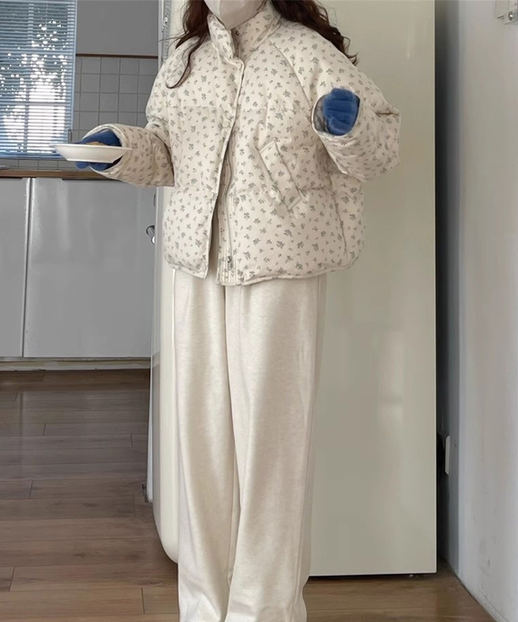 플라워 프린트 패딩 점퍼