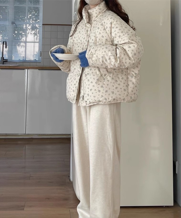 플라워 프린트 패딩 점퍼