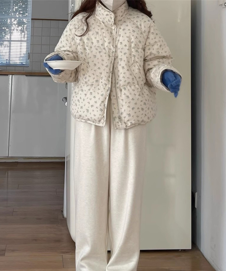 플라워 프린트 패딩 점퍼