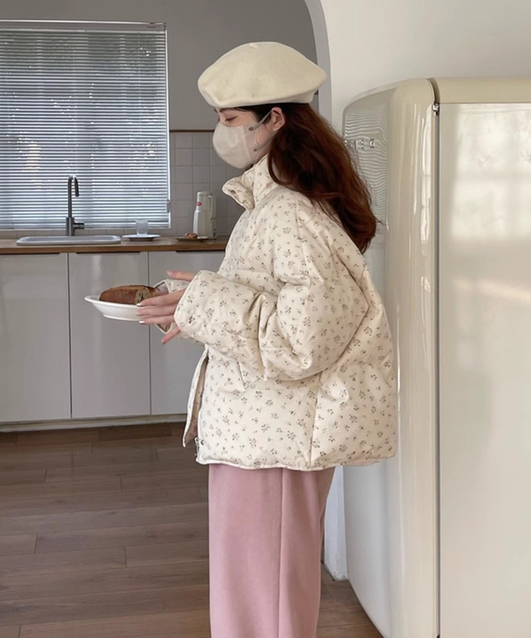 플라워 프린트 패딩 점퍼