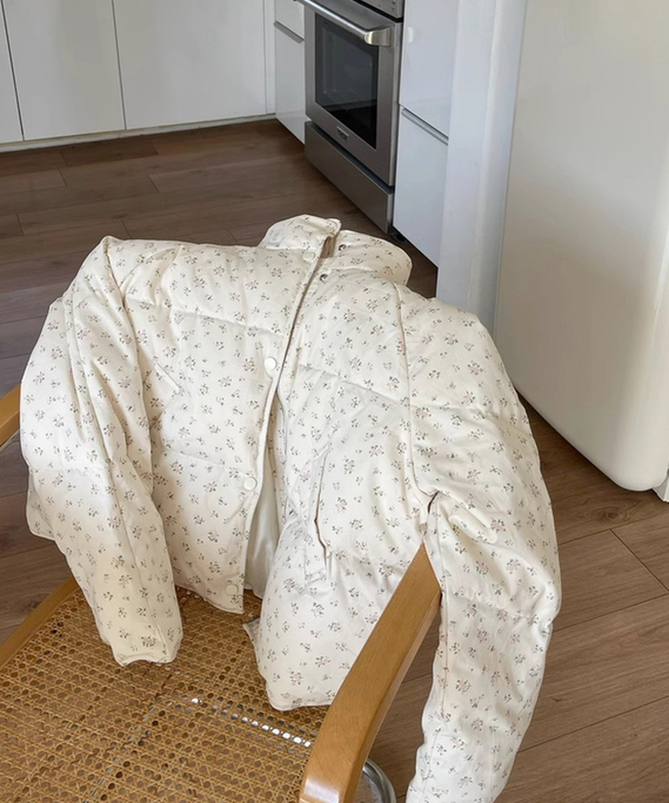 플라워 프린트 패딩 점퍼