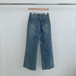 【丈別】ウォッシングセミブーツカットスパンデニムパンツ