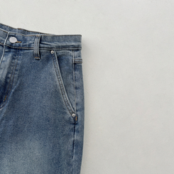 【丈別】ウォッシングセミブーツカットスパンデニムパンツ