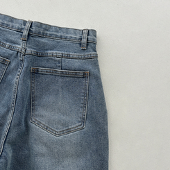 【丈別】ウォッシングセミブーツカットスパンデニムパンツ