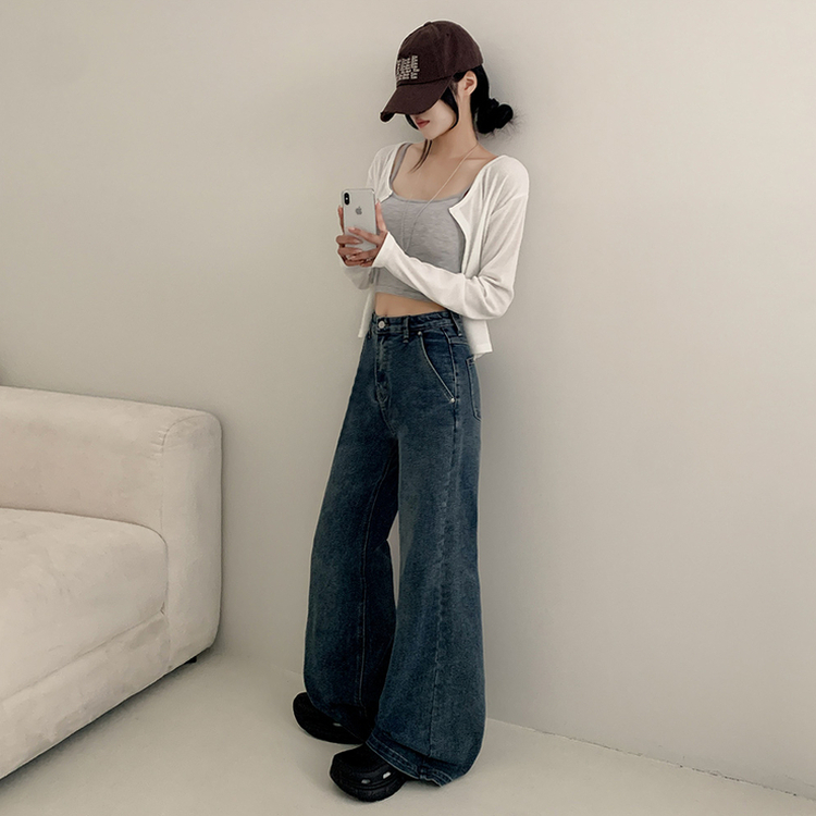 【丈別】ウォッシングセミブーツカットスパンデニムパンツ DEEP DENIM