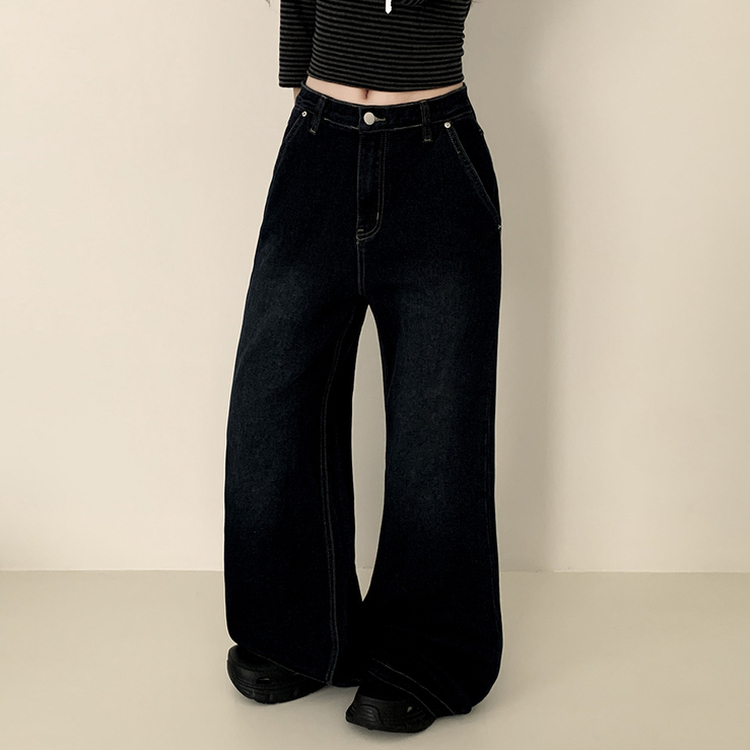 【丈別】ウォッシングセミブーツカットスパンデニムパンツ GRAYISH BLUE