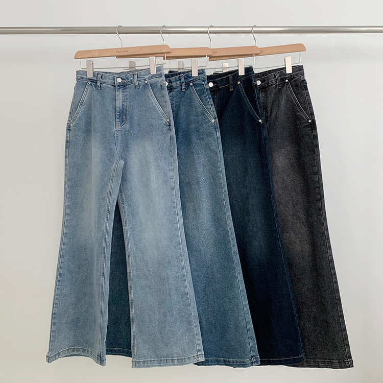 【丈別】ウォッシングセミブーツカットスパンデニムパンツ