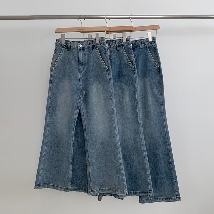 【丈別】ウォッシングセミブーツカットスパンデニムパンツ