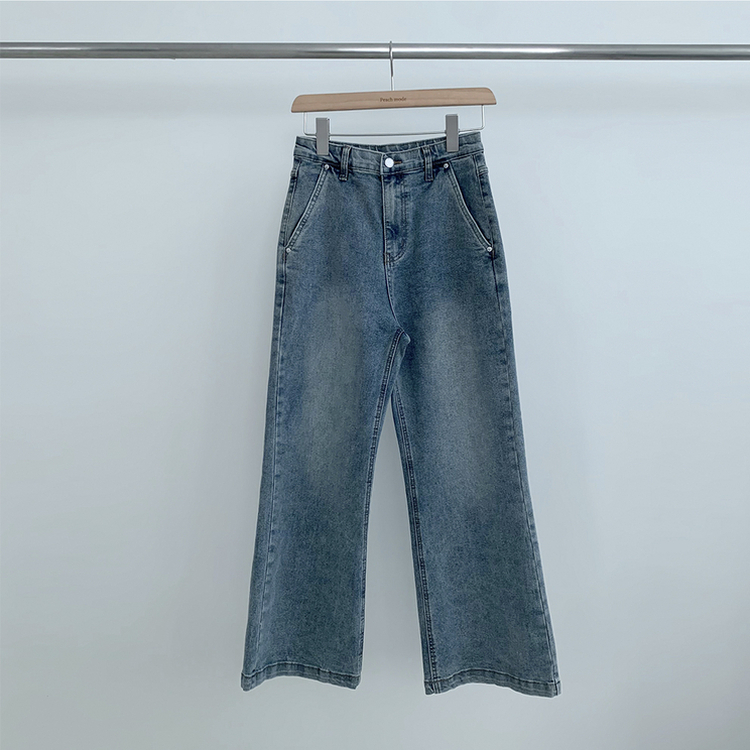 【丈別】ウォッシングセミブーツカットスパンデニムパンツ