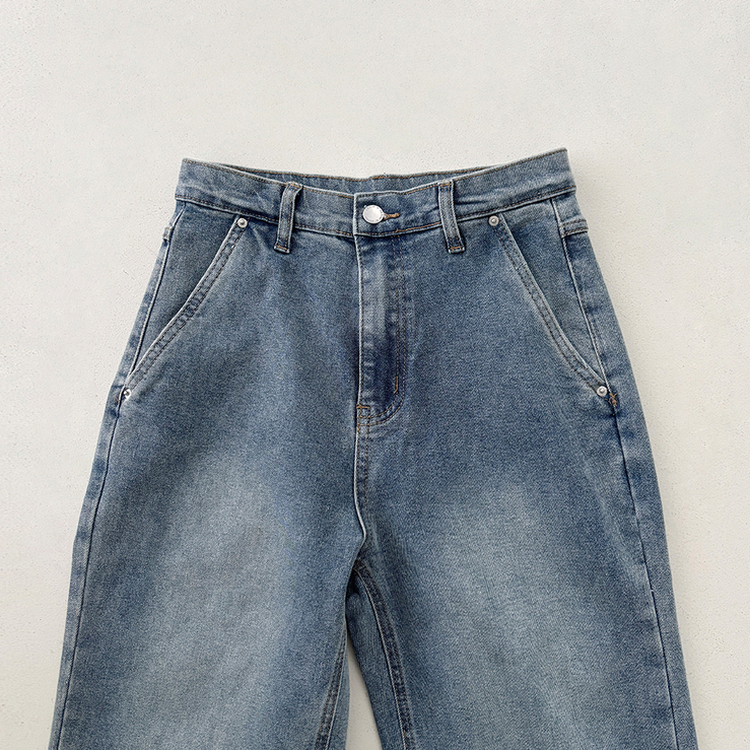 【丈別】ウォッシングセミブーツカットスパンデニムパンツ