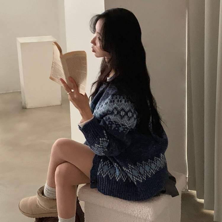 포웰 노르딕 브러쉬 오버핏 버튼 니트 가디건