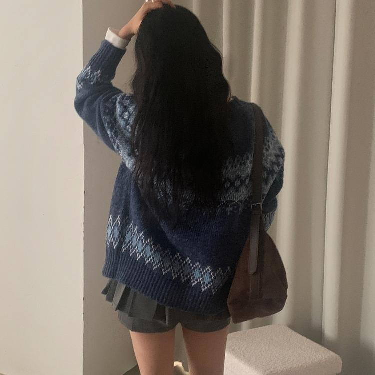 포웰 노르딕 브러쉬 오버핏 버튼 니트 가디건