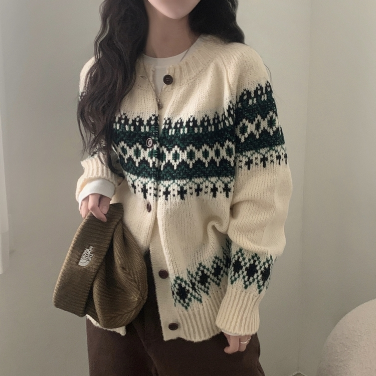 포웰 노르딕 브러쉬 오버핏 버튼 니트 가디건