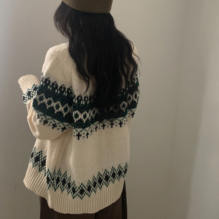 포웰 노르딕 브러쉬 오버핏 버튼 니트 가디건