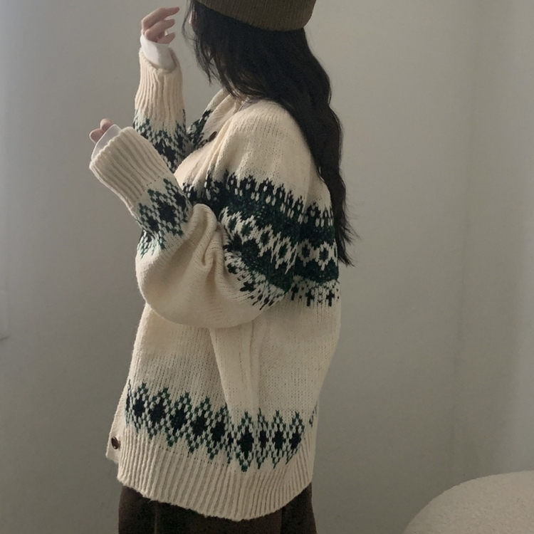 포웰 노르딕 브러쉬 오버핏 버튼 니트 가디건