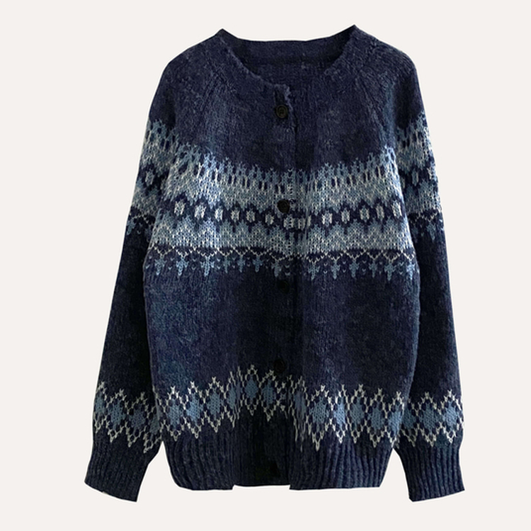 포웰 노르딕 브러쉬 오버핏 버튼 니트 가디건