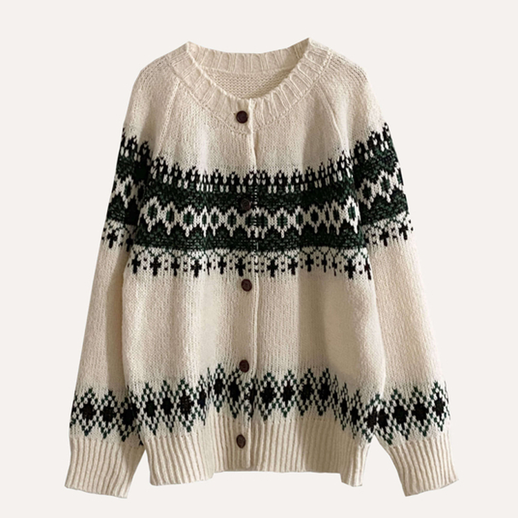 포웰 노르딕 브러쉬 오버핏 버튼 니트 가디건