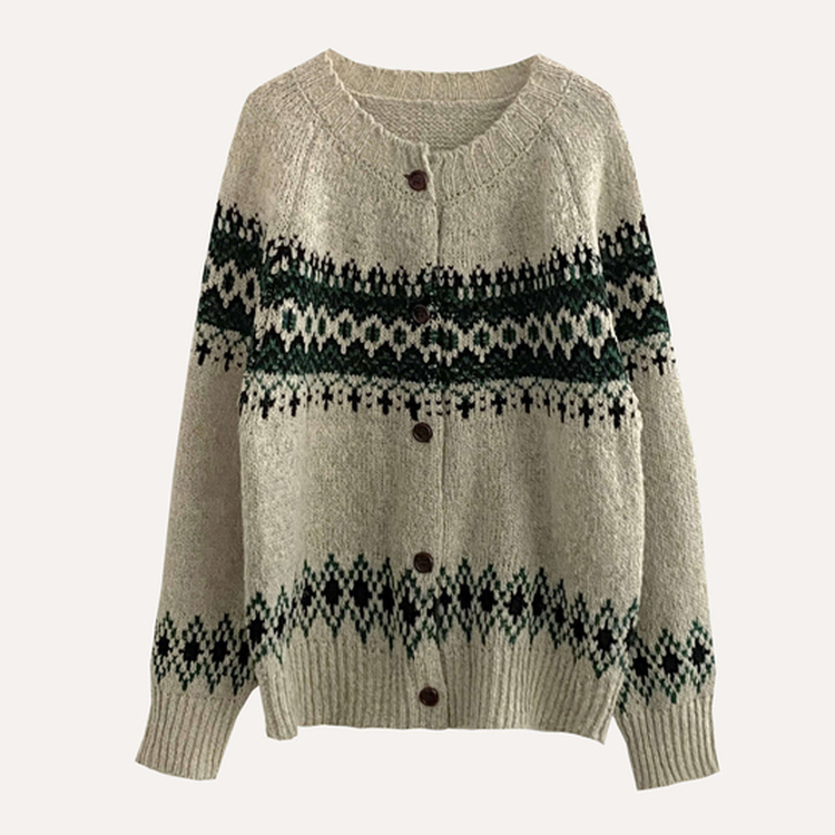 포웰 노르딕 브러쉬 오버핏 버튼 니트 가디건