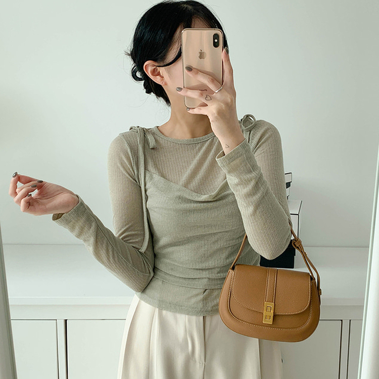 【SET】レイヤードTシャツ ビスチェ LIGHT KHAKI