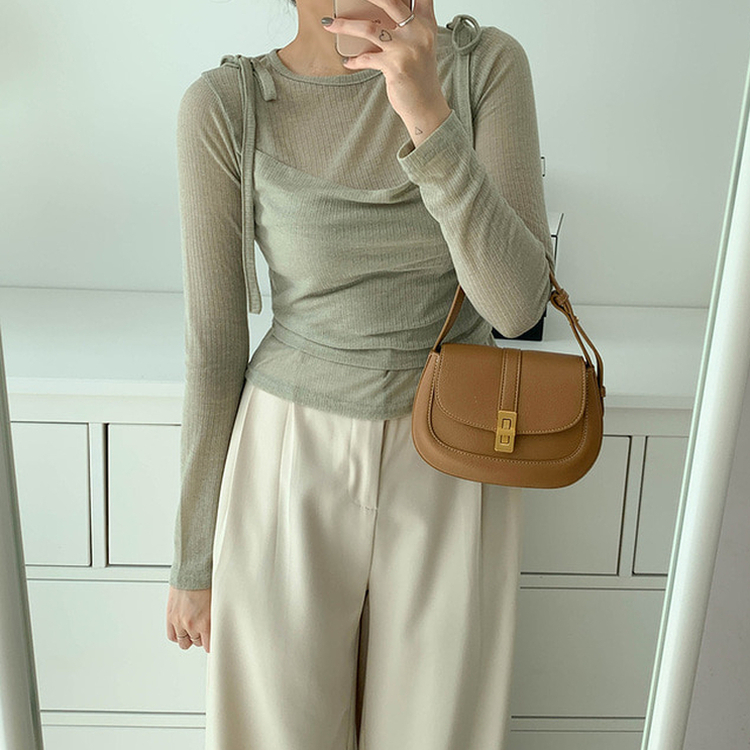 【SET】レイヤードTシャツ ビスチェ LIGHT KHAKI