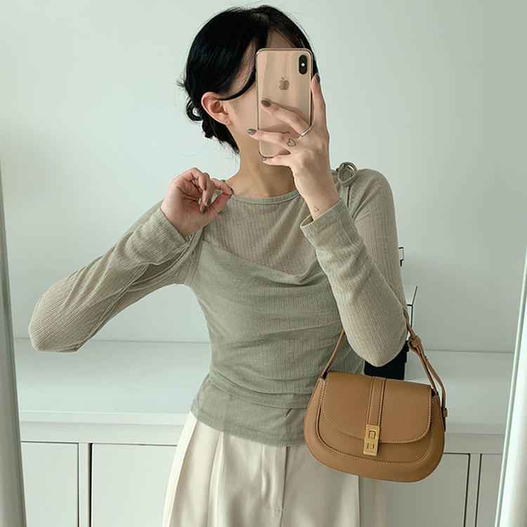 【SET】レイヤードTシャツ ビスチェ LIGHT KHAKI